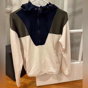 Aqua Women’s Colorblock Half-Zip Hoodie in Navy, Olive & Cream